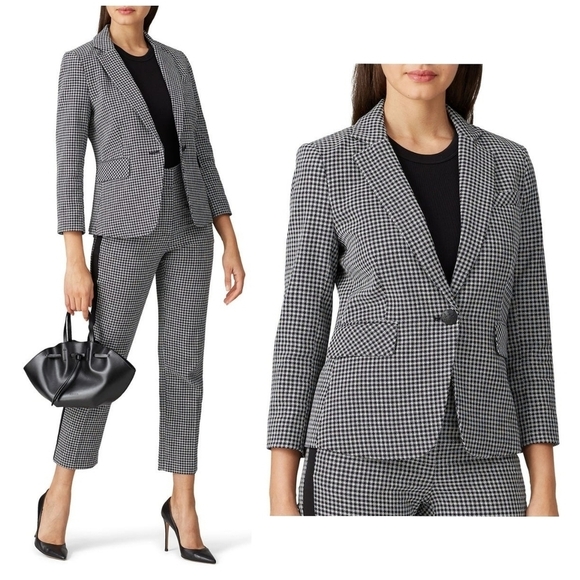 Veronica Beard Schoolboy Houndstooth Check Cotton Dickey Jacket Blazer - Picture 1 of 8